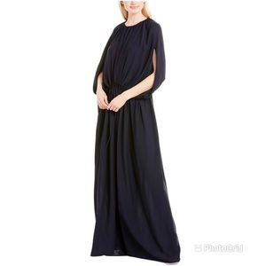 The Row Regina Silk Blouson Dress with shirred design and drawstring waist